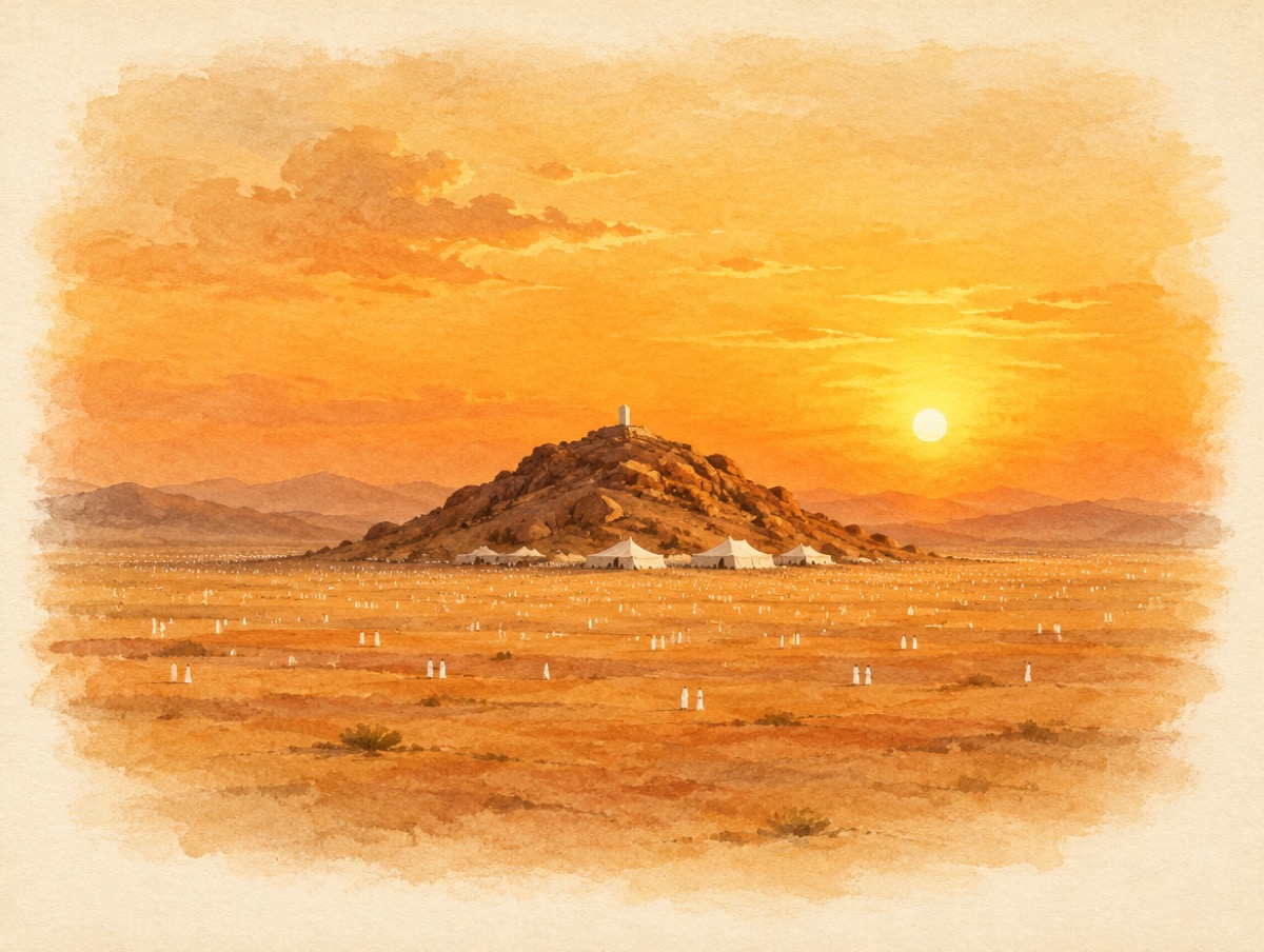 La plaine d'Arafat au coucher du soleil