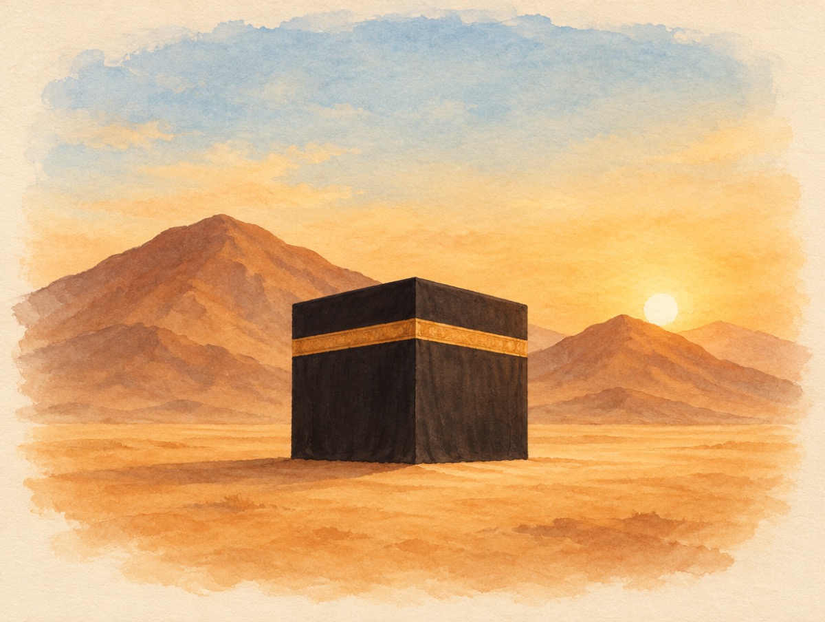 La Kaaba, dans la vallée de La Mecque